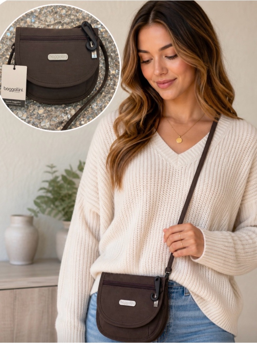 Baggallini Teenee Crossbody Bag NWT Black Travel Purse Lightweight Nylon
